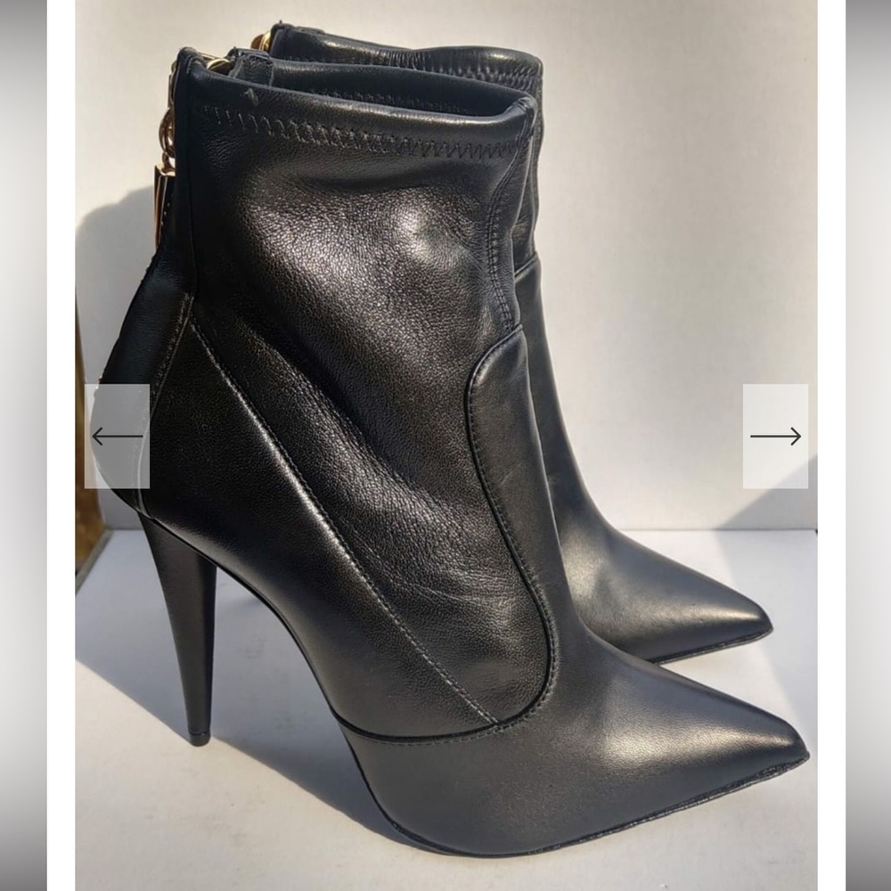 Giuseppe Zanotti Black Leather Heeled Ankle Boots Sz 37 - Picture 7 of 16